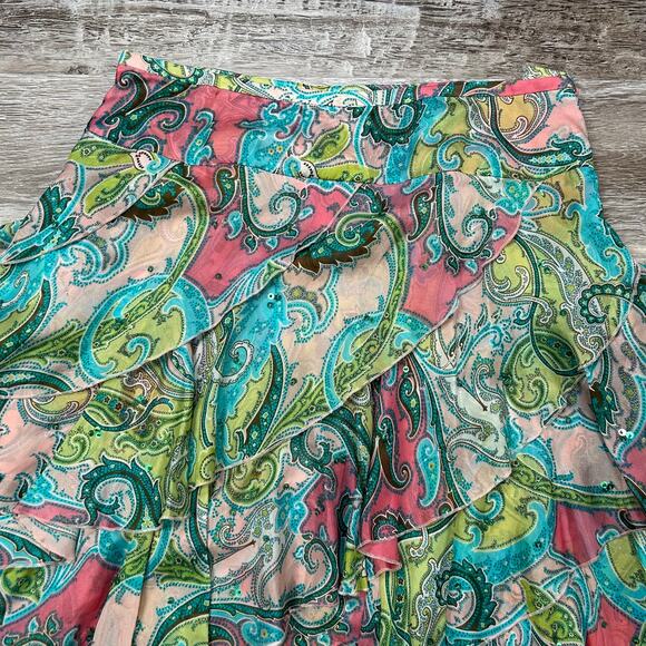 Kimchi Blue Paisley Chiffon Ruffle Mini Skirt Size M Y2K Coquette - Picture 2 of 5